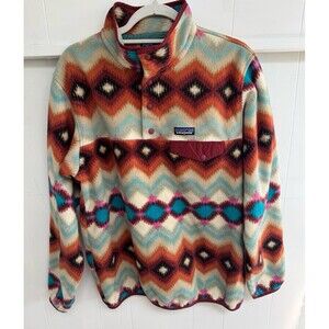 Patagonia Synchilla Jacket Womens XL Geometric Aztec Multicolor Fleece Snap T